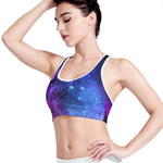 Purple Galaxy Space Blue Starfield Print Women's Sports Bra