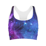 Purple Galaxy Space Blue Starfield Print Women's Sports Bra