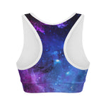 Purple Galaxy Space Blue Starfield Print Women's Sports Bra