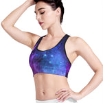 Purple Galaxy Space Blue Starfield Print Women's Sports Bra