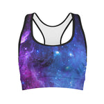 Purple Galaxy Space Blue Starfield Print Women's Sports Bra
