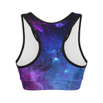 Purple Galaxy Space Blue Starfield Print Women's Sports Bra