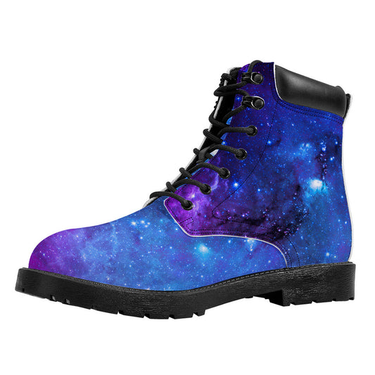 Purple Galaxy Space Blue Starfield Print Work Boots