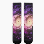 Purple Galaxy Space Spiral Cloud Print Crew Socks