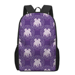 Purple Gemini Zodiac Pattern Print 17 Inch Backpack