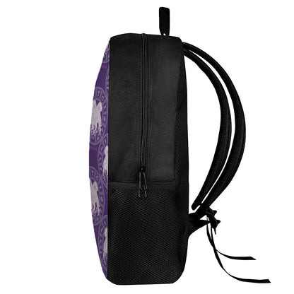 Purple Gemini Zodiac Pattern Print 17 Inch Backpack