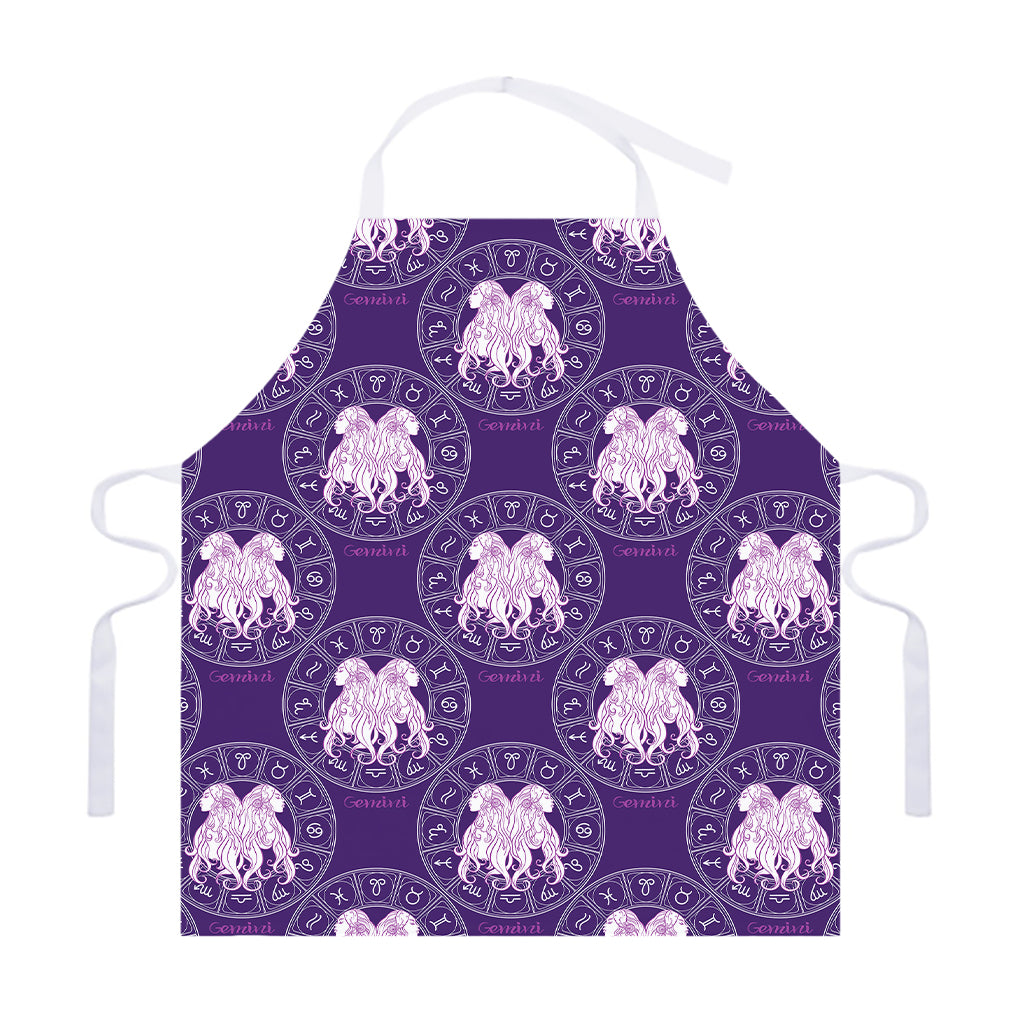 Purple Gemini Zodiac Pattern Print Adjustable Apron