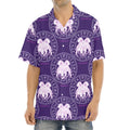 Purple Gemini Zodiac Pattern Print Aloha Shirt