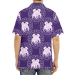 Purple Gemini Zodiac Pattern Print Aloha Shirt