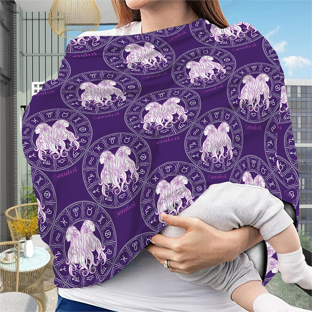 Purple Gemini Zodiac Pattern Print Baby Seat Cover