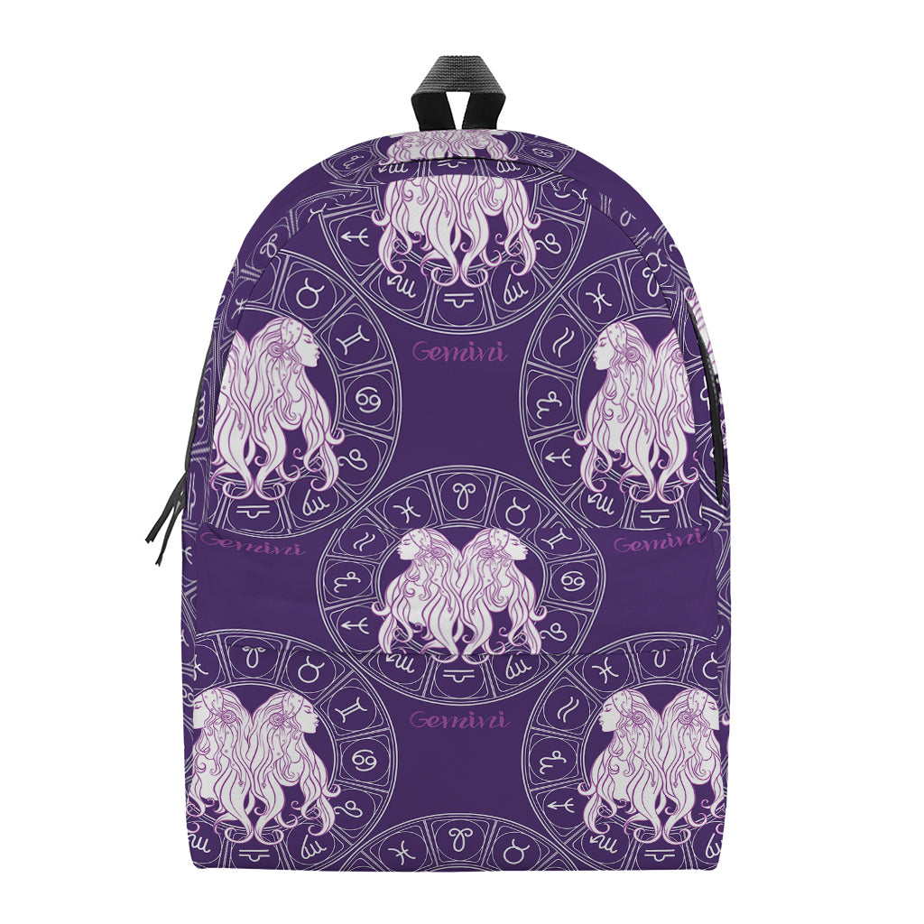Purple Gemini Zodiac Pattern Print Backpack