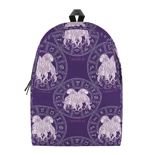 Purple Gemini Zodiac Pattern Print Backpack