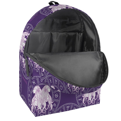 Purple Gemini Zodiac Pattern Print Backpack