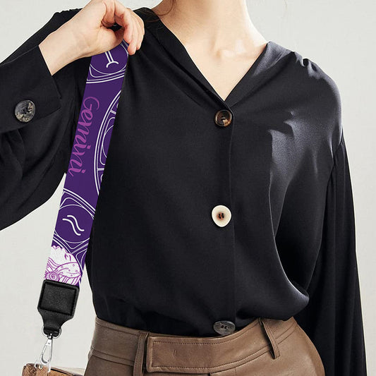 Purple Gemini Zodiac Pattern Print Bag Strap