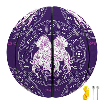 Purple Gemini Zodiac Pattern Print Basketball