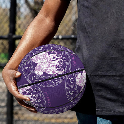 Purple Gemini Zodiac Pattern Print Basketball
