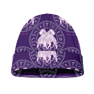 Purple Gemini Zodiac Pattern Print Beanie