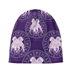 Purple Gemini Zodiac Pattern Print Beanie