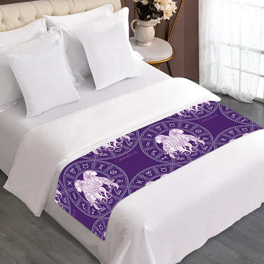Purple Gemini Zodiac Pattern Print Bed Runner