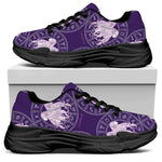 Purple Gemini Zodiac Pattern Print Black Chunky Shoes