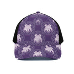 Purple Gemini Zodiac Pattern Print Black Mesh Trucker Cap