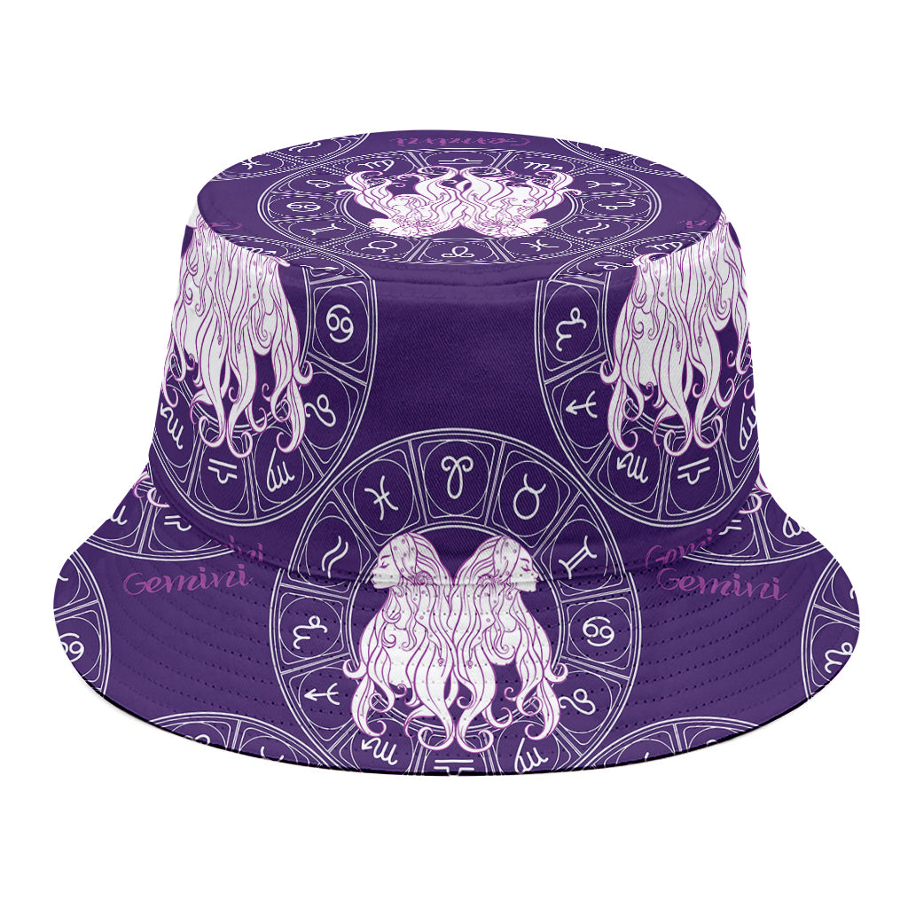 Purple Gemini Zodiac Pattern Print Bucket Hat