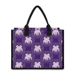 Purple Gemini Zodiac Pattern Print Canvas Tote Bag