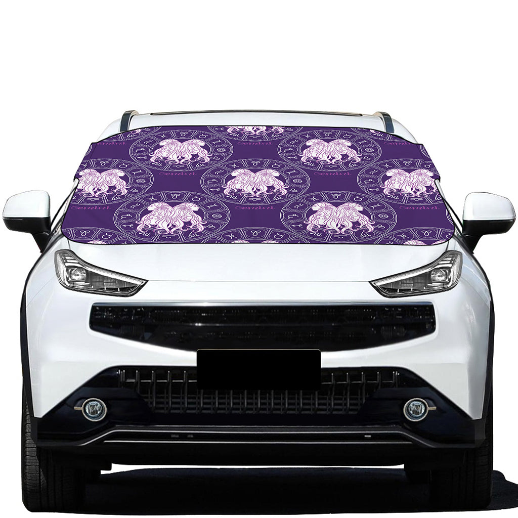 Purple Gemini Zodiac Pattern Print Car Windshield Snow Cover