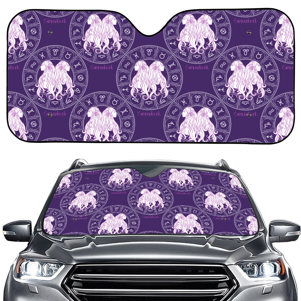 Purple Gemini Zodiac Pattern Print Car Windshield Sun Shade