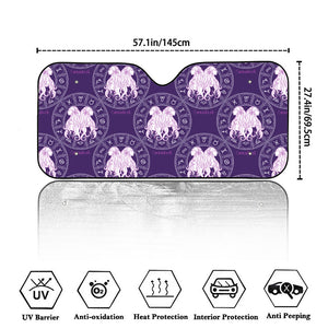 Purple Gemini Zodiac Pattern Print Car Windshield Sun Shade