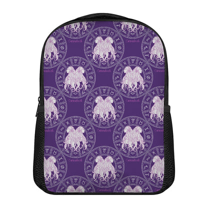 Purple Gemini Zodiac Pattern Print Casual Backpack