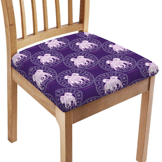 Purple Gemini Zodiac Pattern Print Chair Cushion Cover