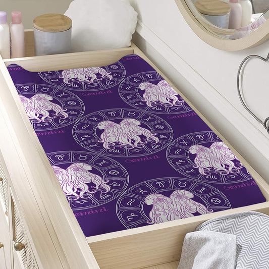 Purple Gemini Zodiac Pattern Print Changing Pad Cover