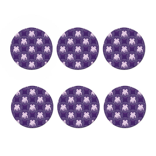 Purple Gemini Zodiac Pattern Print Coaster Set