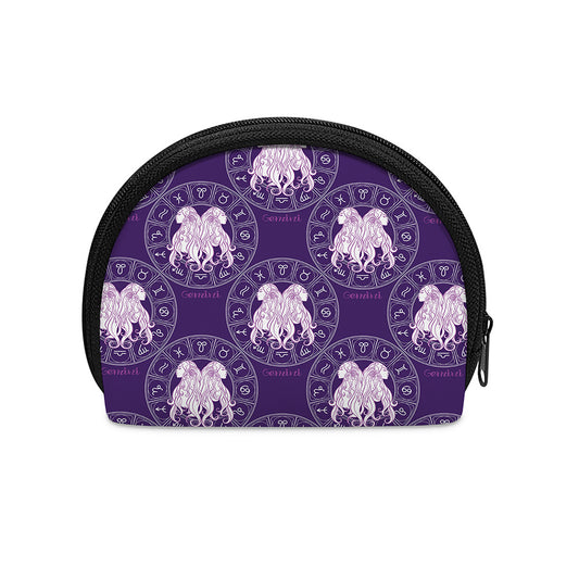 Purple Gemini Zodiac Pattern Print Coin Purse