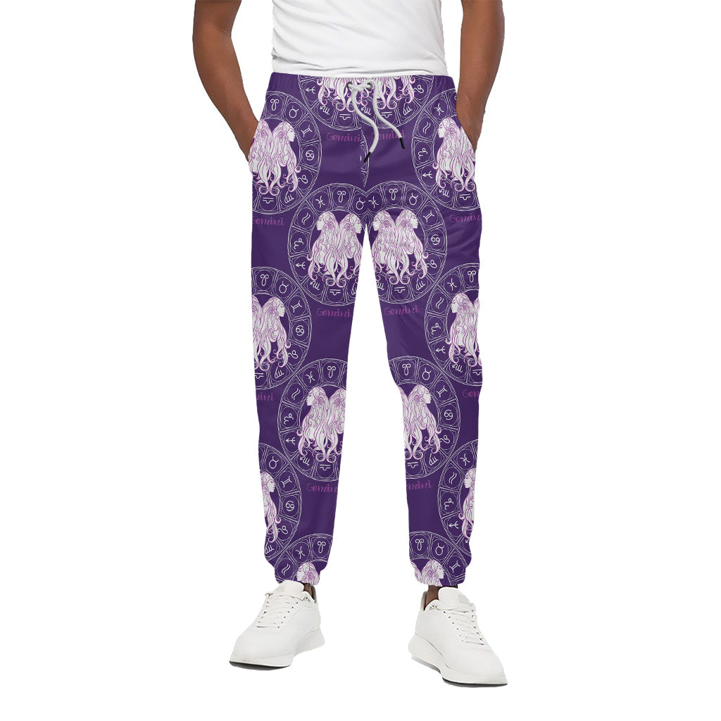 Purple Gemini Zodiac Pattern Print Cotton Pants