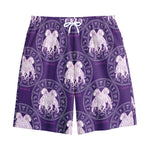 Purple Gemini Zodiac Pattern Print Cotton Shorts