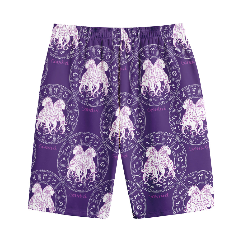 Purple Gemini Zodiac Pattern Print Cotton Shorts