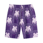 Purple Gemini Zodiac Pattern Print Cotton Shorts
