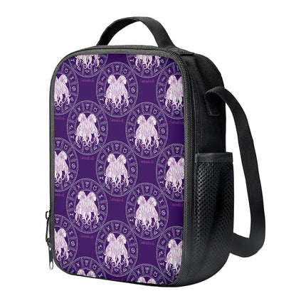 Purple Gemini Zodiac Pattern Print Crossbody Lunch Bag