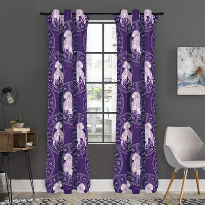Purple Gemini Zodiac Pattern Print Curtain