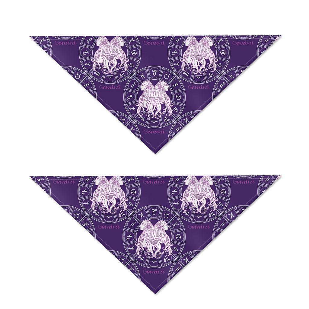 Purple Gemini Zodiac Pattern Print Dog Bandana