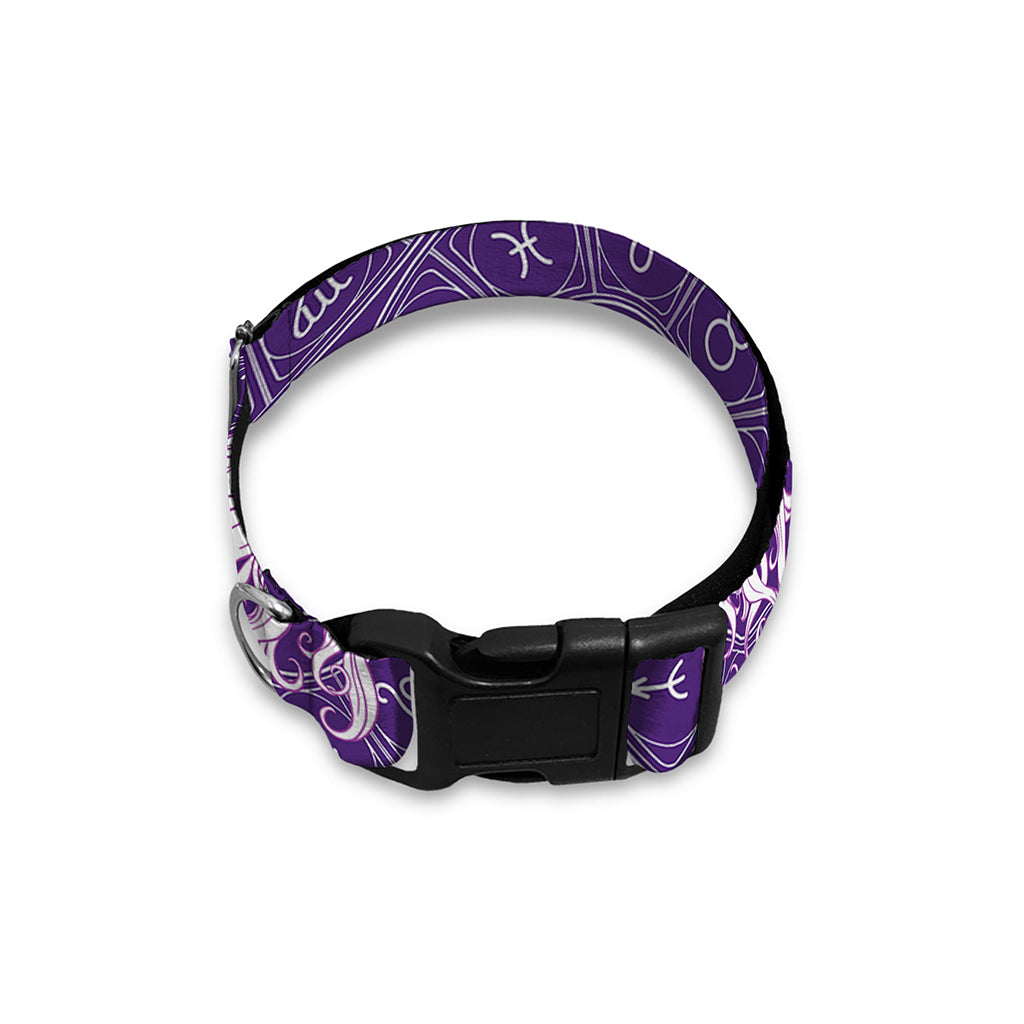 Purple Gemini Zodiac Pattern Print Dog Collar