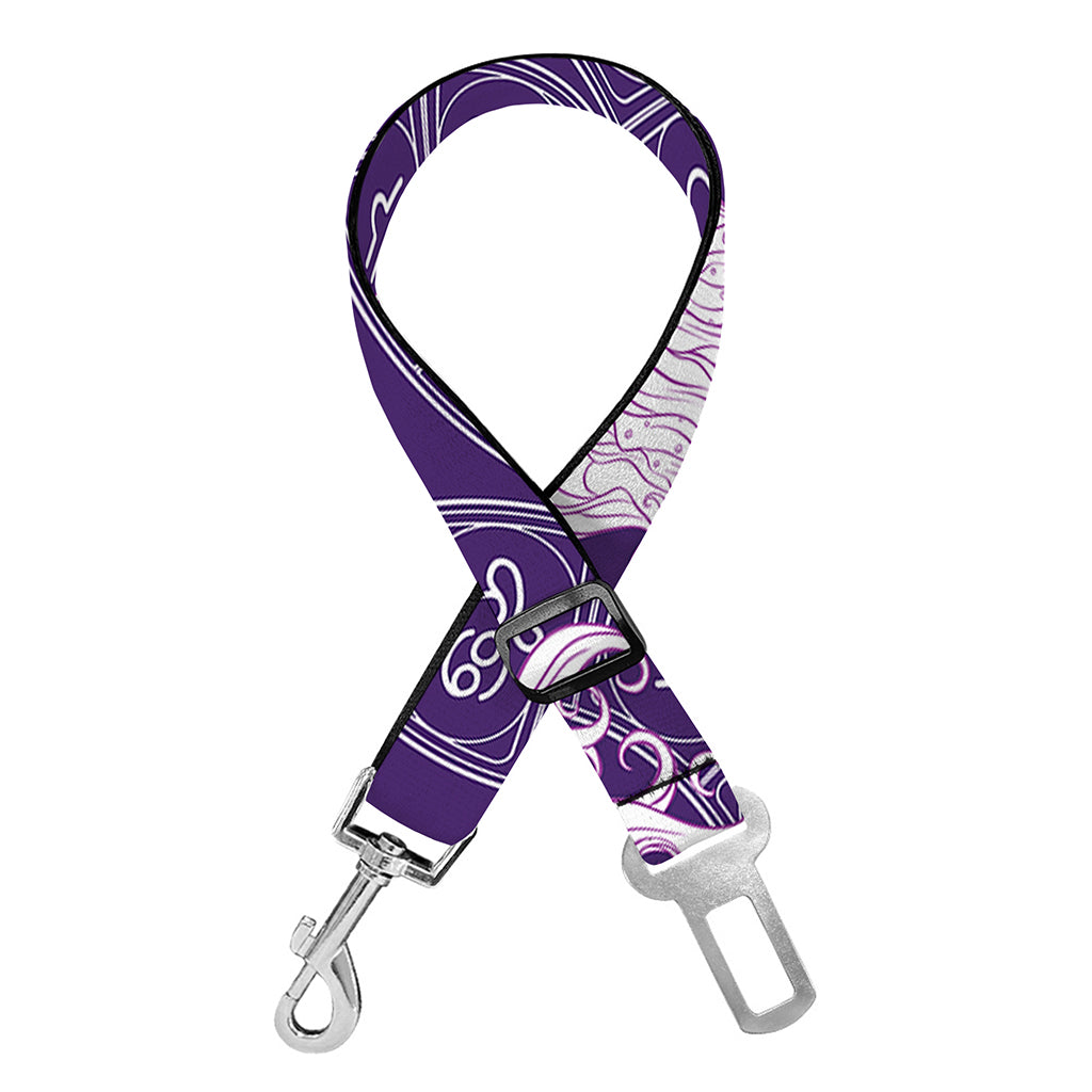 Purple Gemini Zodiac Pattern Print Dog Seat Belt