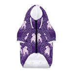 Purple Gemini Zodiac Pattern Print Dog Zip Up Hoodie