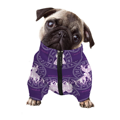 Purple Gemini Zodiac Pattern Print Dog Zip Up Jacket