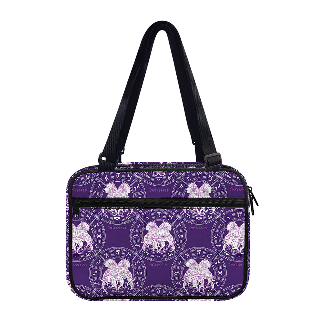 Purple Gemini Zodiac Pattern Print Double Strap Bible Bag