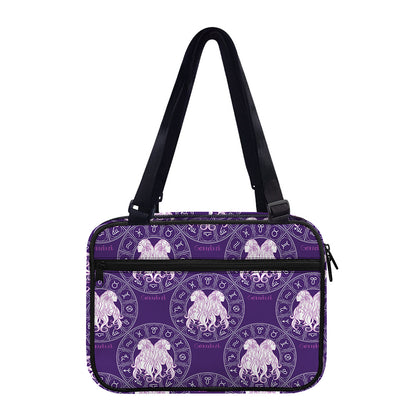 Purple Gemini Zodiac Pattern Print Double Strap Bible Bag