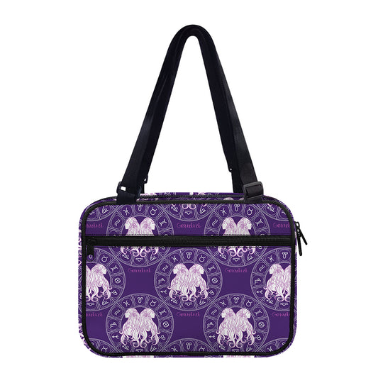 Purple Gemini Zodiac Pattern Print Double Strap Bible Bag