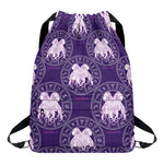 Purple Gemini Zodiac Pattern Print Drawstring Backpack